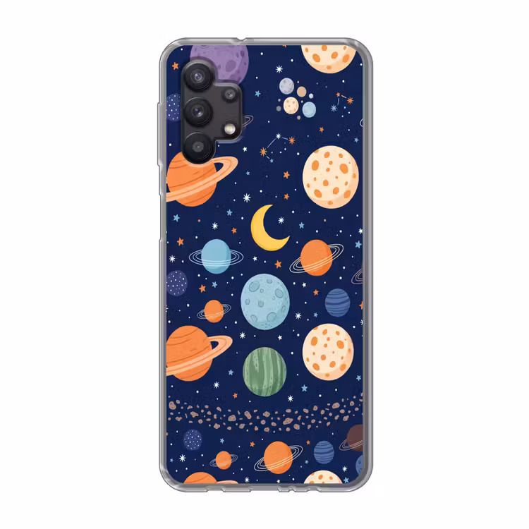 Ruimte - Planeten - Kleurrijk Telefoonhoesje Samsung Galaxy A32 5G klein -3d