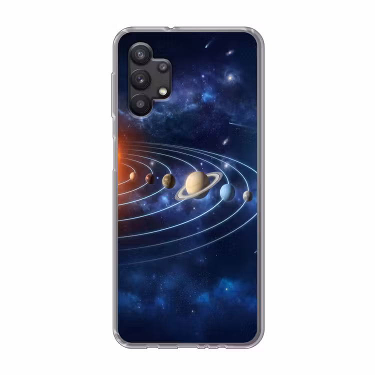 Ruimte - Zonnestelsel - Blauw Telefoonhoesje Samsung Galaxy A32 5G klein -3d