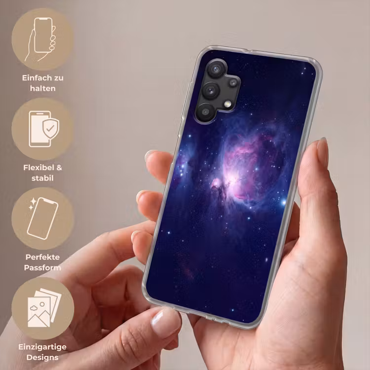 Ruimte - Sterren - Kleurrijk Telefoonhoesje Samsung Galaxy A32 5G klein -sfeer3_DE