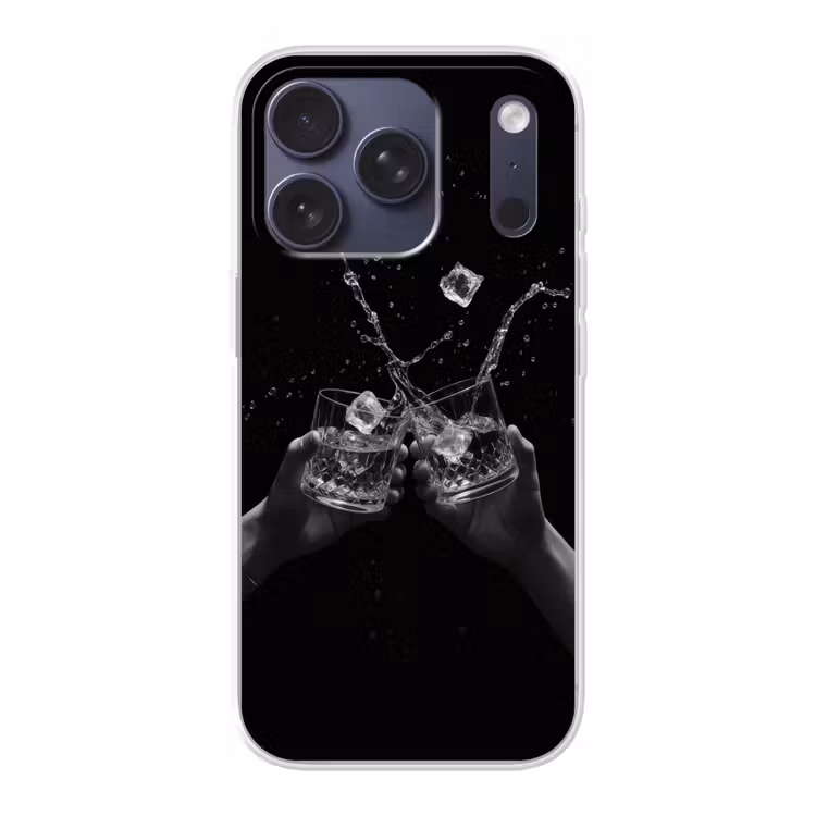 Whiskyglazen - Ijs - Spetters - Zwart Telefoonhoesje iPhone 17 Pro klein -3d