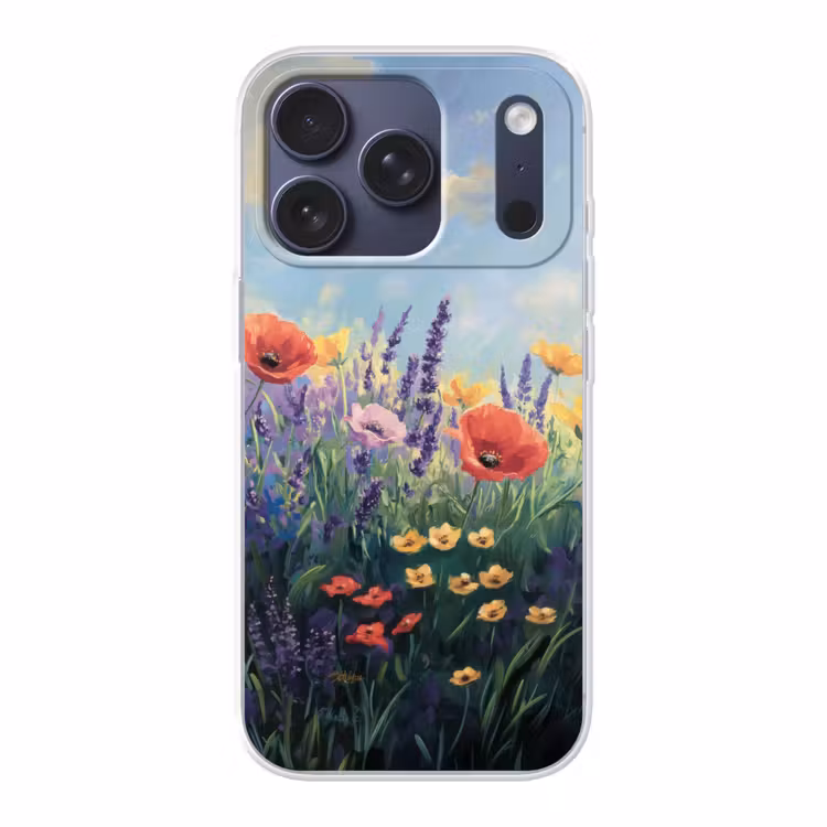 Weide - Bloemen - Kleurrijk Telefoonhoesje iPhone 17 Pro klein -3d