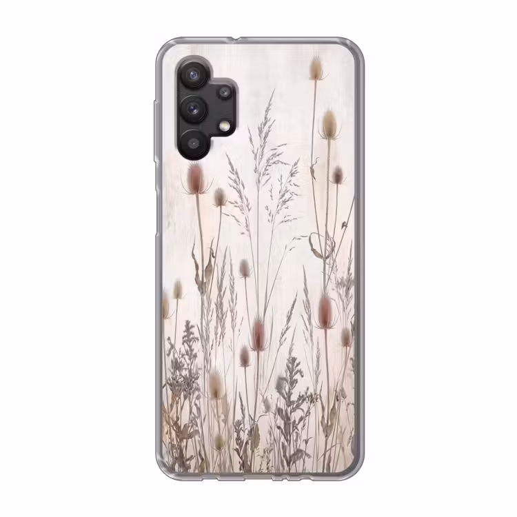 Weidebloemen - Design - Sepia Telefoonhoesje Samsung Galaxy A32 5G klein -3d