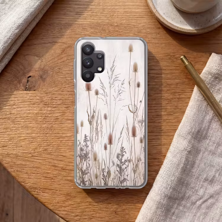 Weidebloemen - Design - Sepia Telefoonhoesje Samsung Galaxy A32 5G klein -sfeer1