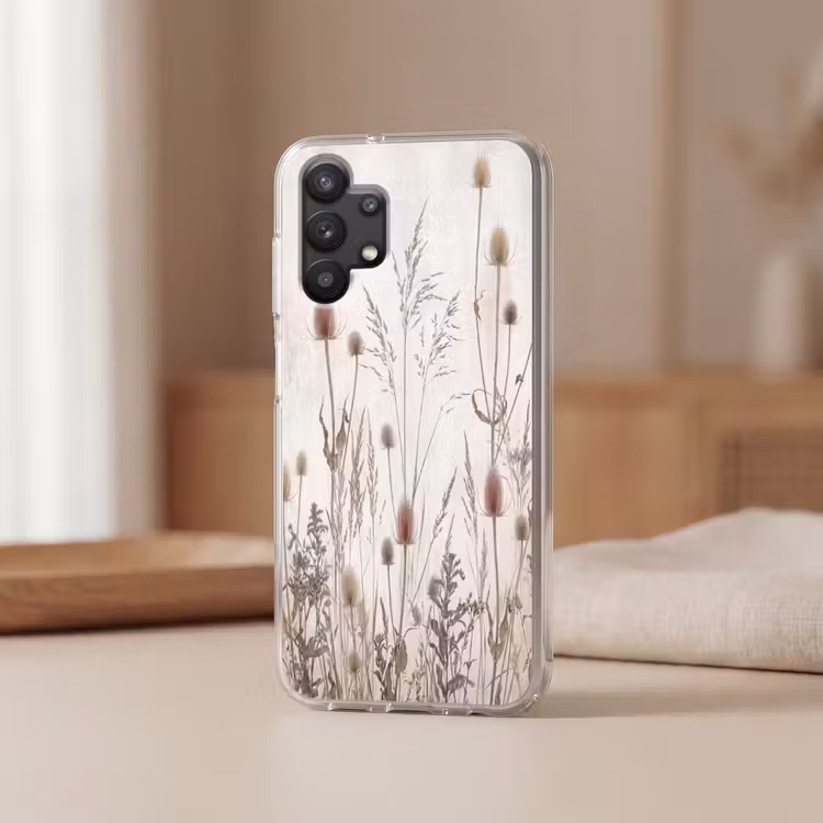 Weidebloemen - Design - Sepia Telefoonhoesje Samsung Galaxy A32 5G klein -sfeer2