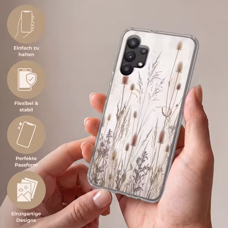 Weidebloemen - Design - Sepia Telefoonhoesje Samsung Galaxy A32 5G klein -sfeer3_DE