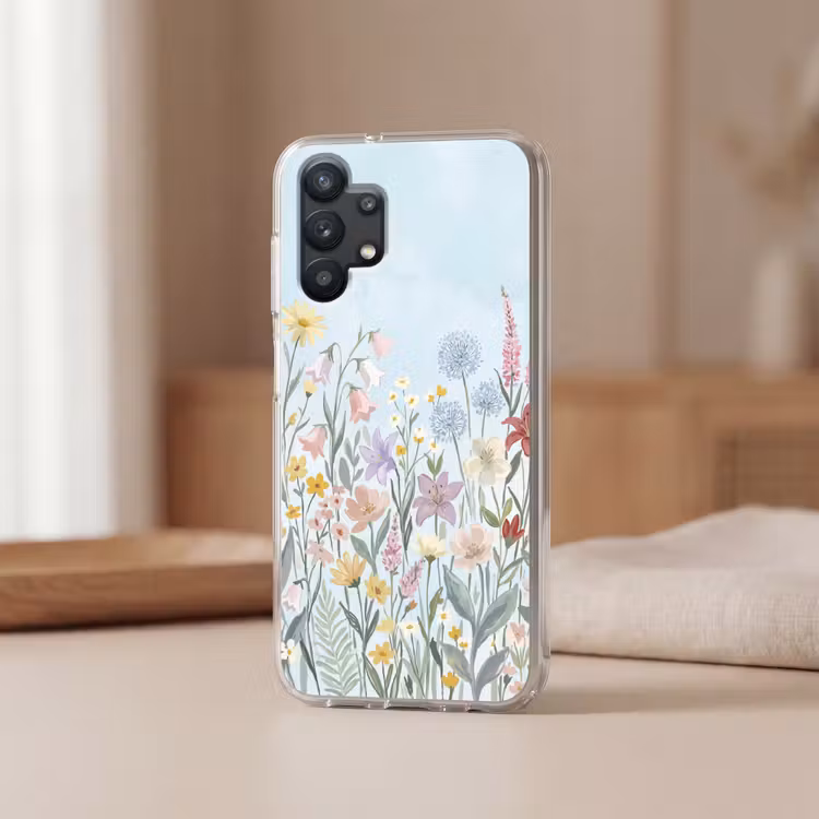 Weidebloemen - Illustratie - Kleurrijk Telefoonhoesje Samsung Galaxy A32 5G klein -sfeer2