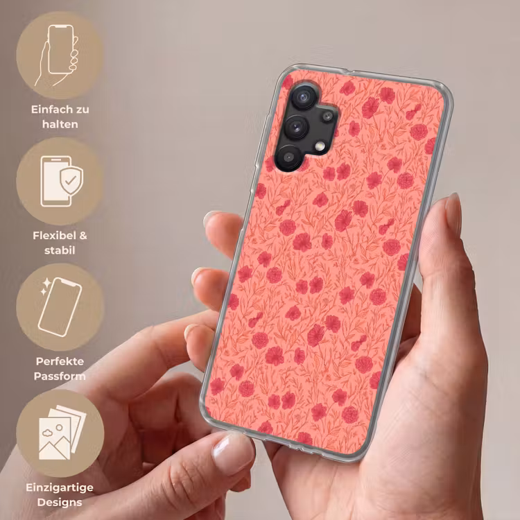 Weidebloemen - Romantisch - Roze Telefoonhoesje Samsung Galaxy A32 5G klein 346 -sfeer3_DE
