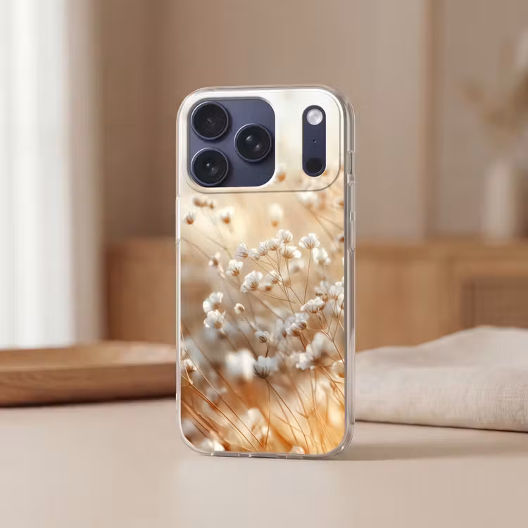 Wilde - Bloemen - Wit Telefoonhoesje iPhone 17 Pro klein -sfeer2