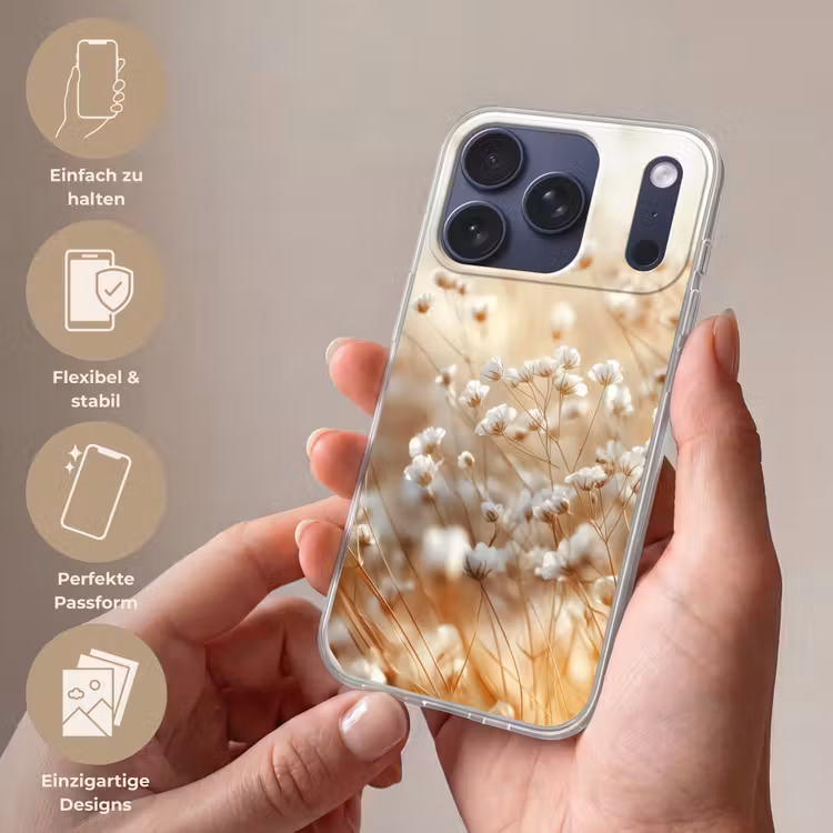 Wilde - Bloemen - Wit Telefoonhoesje iPhone 17 Pro klein -sfeer3_DE