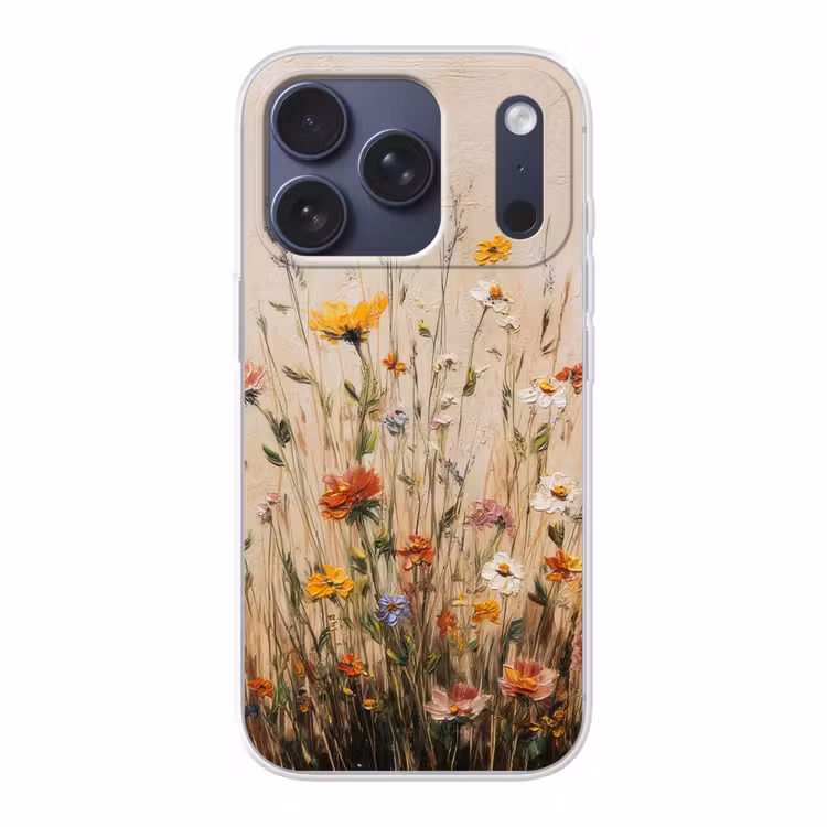 Wilde bloemen - Penseelstreken - Rustgevend Telefoonhoesje iPhone 17 Pro klein -3d
