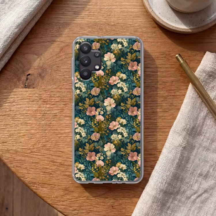 Wilde bloemen - Botanisch - Patroon - Roze - Romantisch Telefoonhoesje Samsung Galaxy A32 5G klein 346 -sfeer1