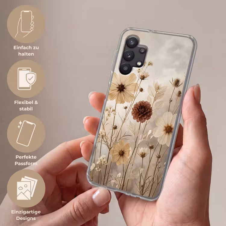 Wilde bloemen - Botanisch - Vintage - Natuur - Rustiek Telefoonhoesje Samsung Galaxy A32 5G klein -sfeer3_DE