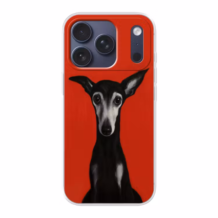 Windhond - Minimalistisch - Rood Telefoonhoesje iPhone 17 Pro klein -3d