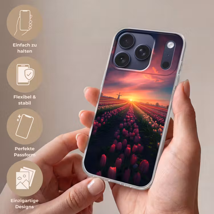 Windmolen - Zonsondergang - Landschap Telefoonhoesje iPhone 17 Pro klein -sfeer3_DE