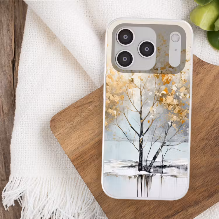 Winter - Bomen - Natuur - Acryl - Kunst Telefoonhoesje iPhone 17 Pro klein -sfeer1