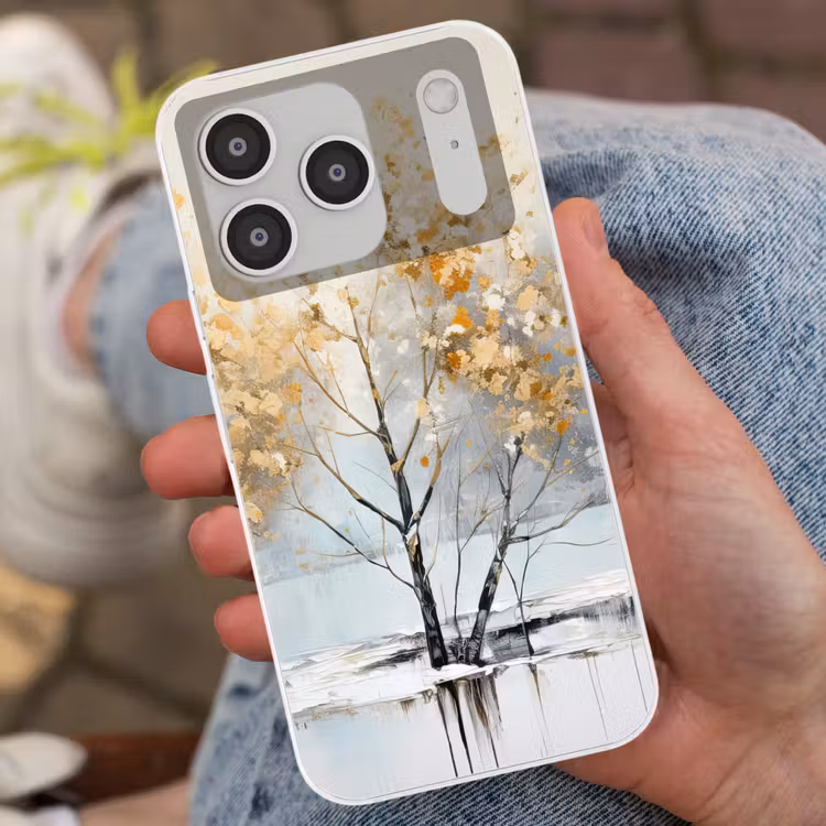 Winter - Bomen - Natuur - Acryl - Kunst Telefoonhoesje iPhone 17 Pro klein -sfeer2