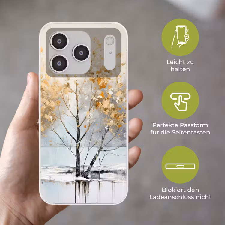 Winter - Bomen - Natuur - Acryl - Kunst Telefoonhoesje iPhone 17 Pro klein -sfeer3_DE