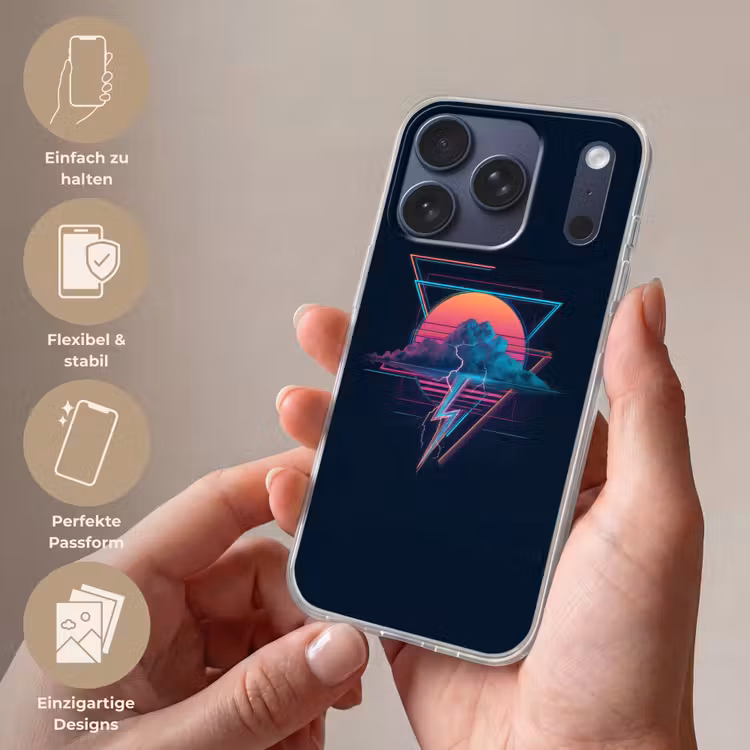 Wolk - Bliksemschicht - Driehoeken - Lijnen Telefoonhoesje iPhone 17 Pro klein -sfeer3_DE