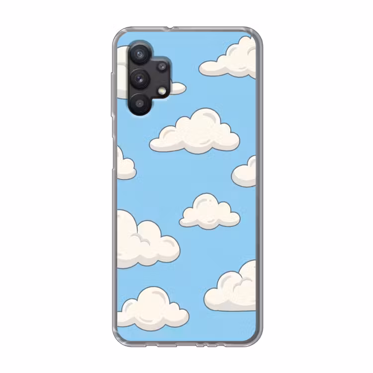 Wolk - Cartoon - Lucht - Blauw - Wit Telefoonhoesje Samsung Galaxy A32 5G klein -3d