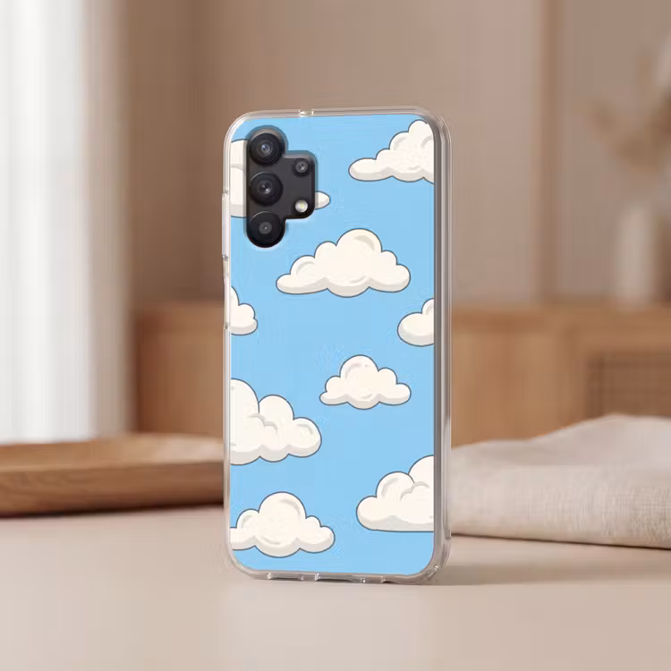 Wolk - Cartoon - Lucht - Blauw - Wit Telefoonhoesje Samsung Galaxy A32 5G klein -sfeer2