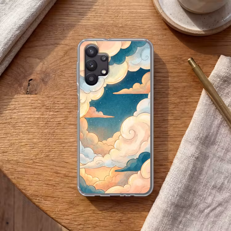 Wolk - Lucht - Natuur - Illustratief - Oranje Telefoonhoesje Samsung Galaxy A32 5G klein -sfeer1