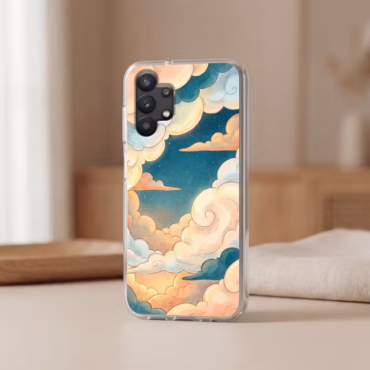 Wolk - Lucht - Natuur - Illustratief - Oranje Telefoonhoesje Samsung Galaxy A32 5G klein -sfeer2