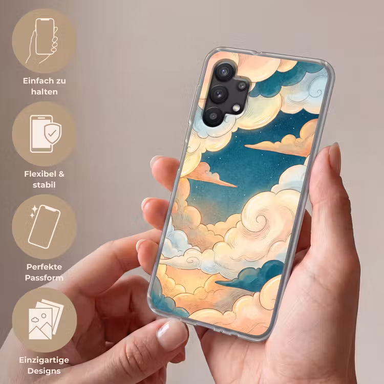 Wolk - Lucht - Natuur - Illustratief - Oranje Telefoonhoesje Samsung Galaxy A32 5G klein -sfeer3_DE
