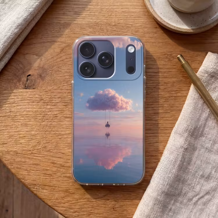 Wolk - Schommel - Kleurrijke lucht Telefoonhoesje iPhone 17 Pro klein -sfeer1
