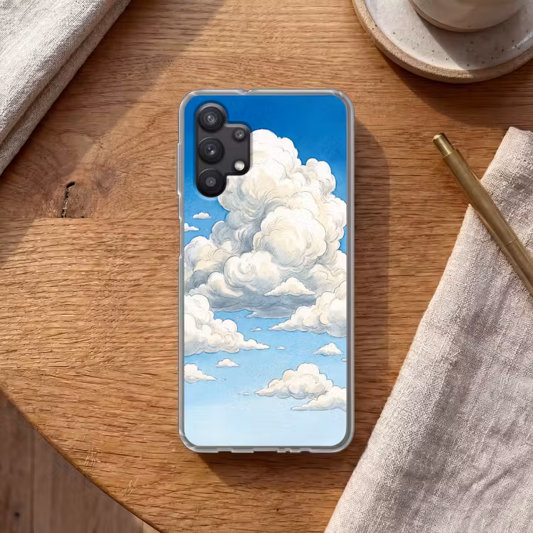 Wolken - Blauwe lucht - Natuur - Modern - Wit Telefoonhoesje Samsung Galaxy A32 5G klein -sfeer1