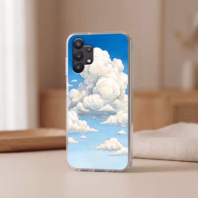 Wolken - Blauwe lucht - Natuur - Modern - Wit Telefoonhoesje Samsung Galaxy A32 5G klein -sfeer2
