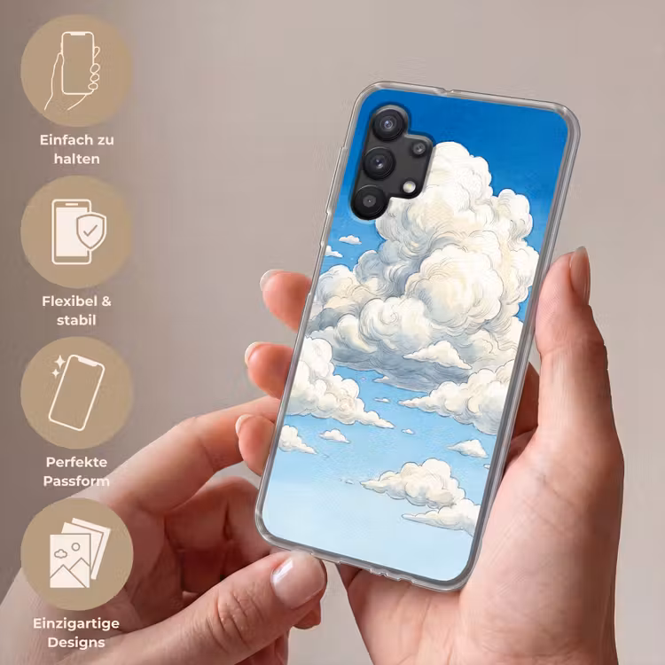 Wolken - Blauwe lucht - Natuur - Modern - Wit Telefoonhoesje Samsung Galaxy A32 5G klein -sfeer3_DE