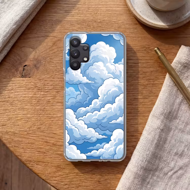 Wolken - Hemel - Abstract - Wit Telefoonhoesje Samsung Galaxy A32 5G klein -sfeer1