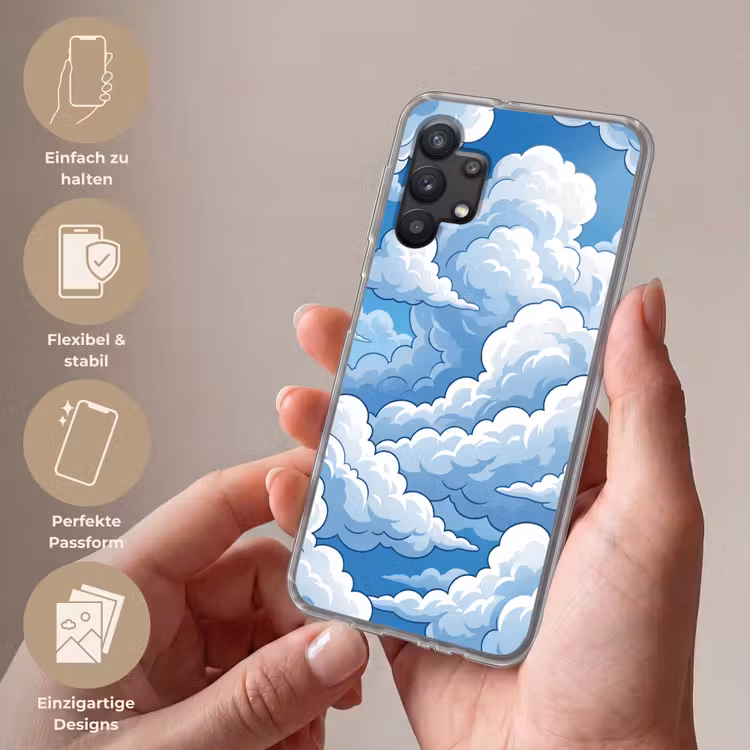 Wolken - Hemel - Abstract - Wit Telefoonhoesje Samsung Galaxy A32 5G klein -sfeer3_DE
