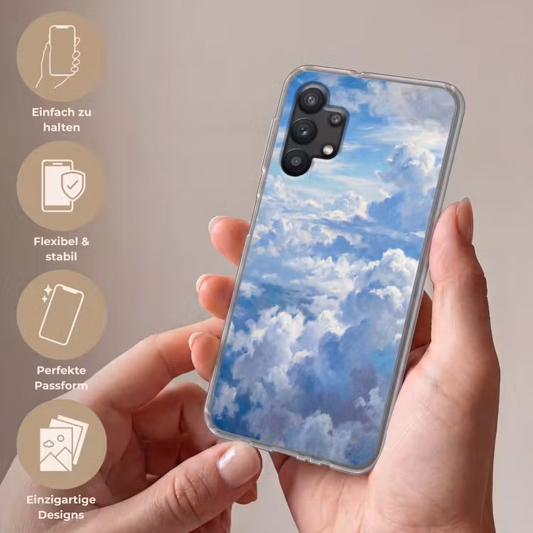 Wolken - Lucht - Natuur - Abstract - Blauw Telefoonhoesje Samsung Galaxy A32 5G klein -sfeer3_DE