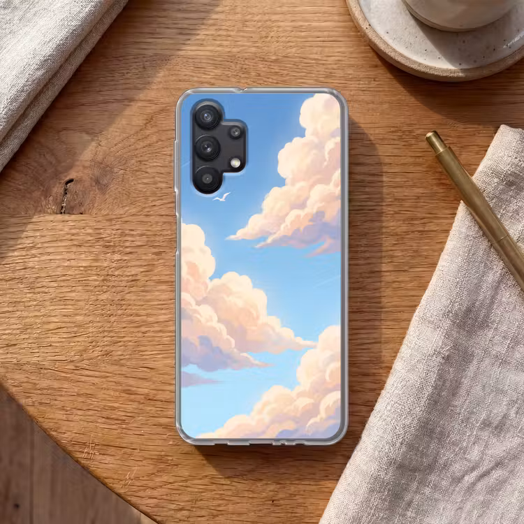 Wolken - Lucht - Natuur - Blauw Telefoonhoesje Samsung Galaxy A32 5G klein -sfeer1