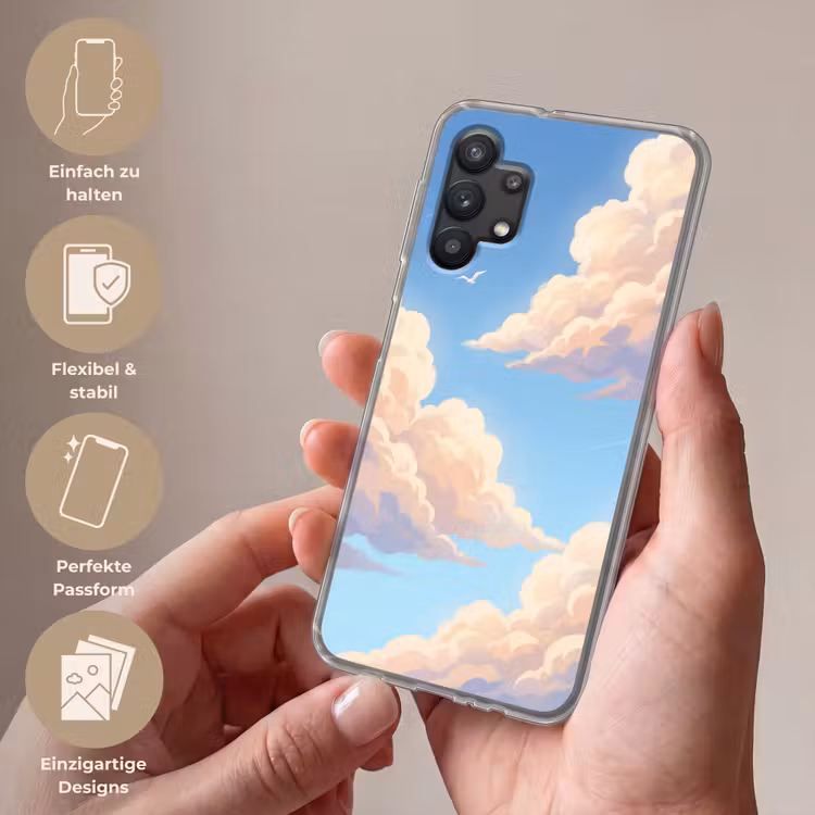 Wolken - Lucht - Natuur - Blauw Telefoonhoesje Samsung Galaxy A32 5G klein -sfeer3_DE