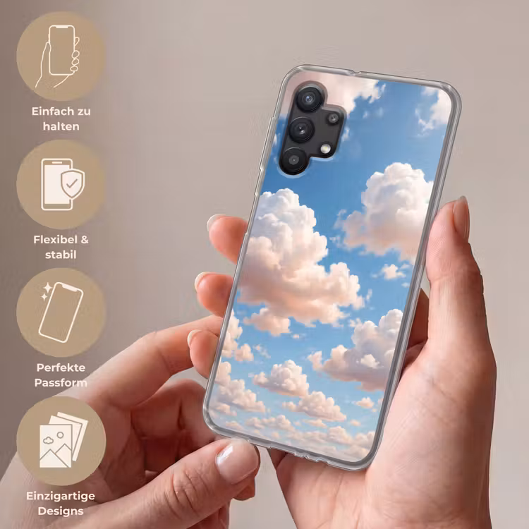 Wolken - Hemel - Natuur - Licht - Blauw Telefoonhoesje Samsung Galaxy A32 5G klein -sfeer3_DE