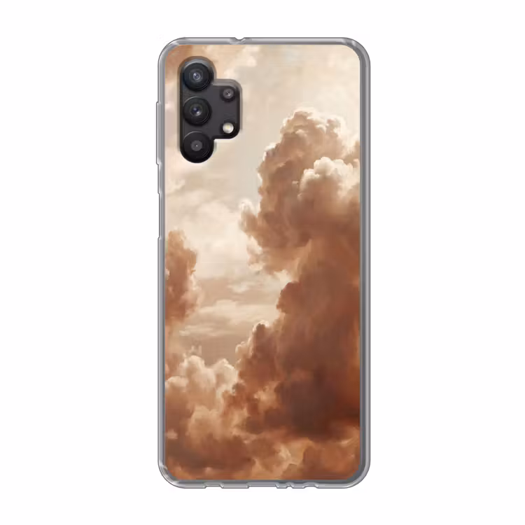 Wolken - Lucht - Natuur - Modern - Bruin Telefoonhoesje Samsung Galaxy A32 5G klein -3d