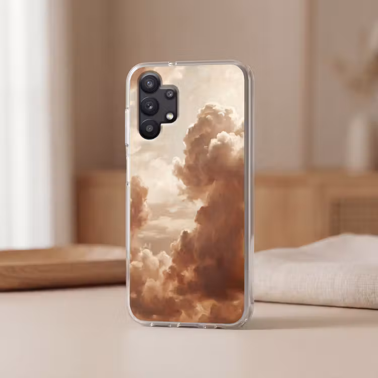 Wolken - Lucht - Natuur - Modern - Bruin Telefoonhoesje Samsung Galaxy A32 5G klein -sfeer2