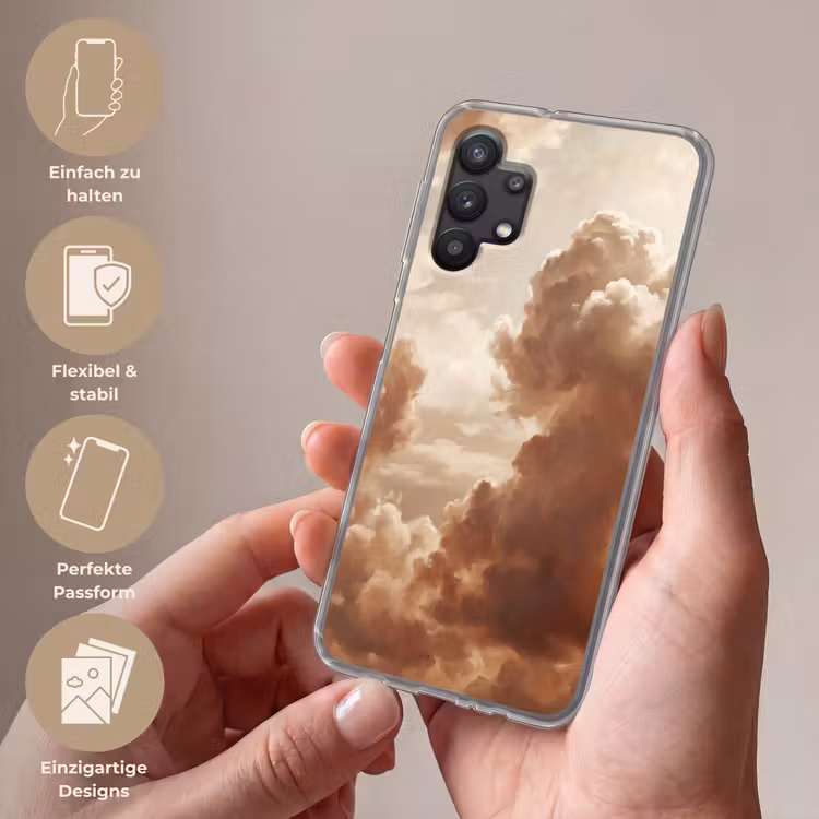 Wolken - Lucht - Natuur - Modern - Bruin Telefoonhoesje Samsung Galaxy A32 5G klein -sfeer3_DE