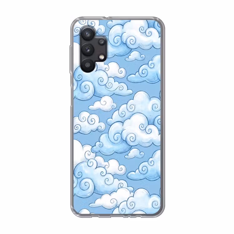 Wolken - Patroon - Hemel - Illustratie - Wit Telefoonhoesje Samsung Galaxy A32 5G klein -3d