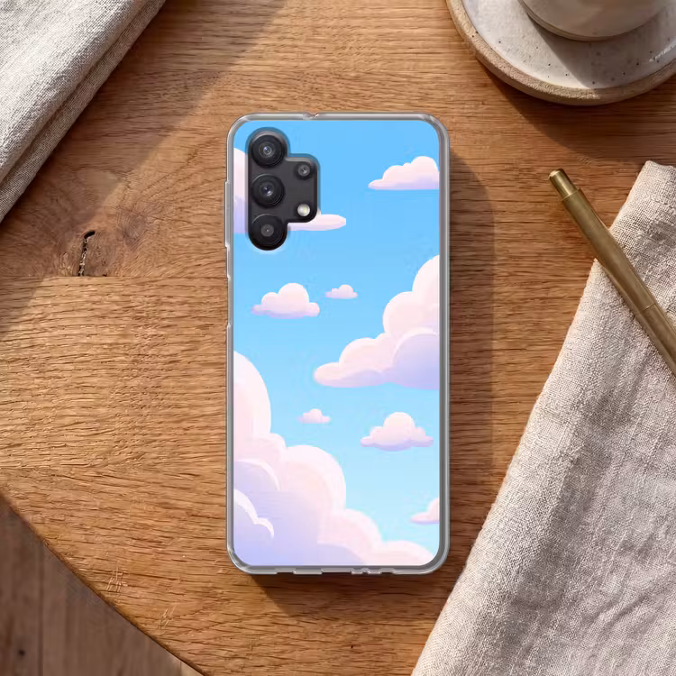 Wolken - Roze - Blauw - Natuur - Modern Telefoonhoesje Samsung Galaxy A32 5G klein -sfeer1