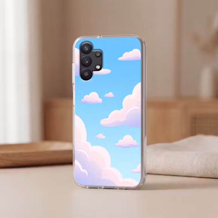 Wolken - Roze - Blauw - Natuur - Modern Telefoonhoesje Samsung Galaxy A32 5G klein -sfeer2