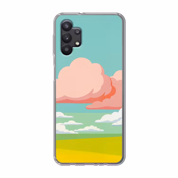 Wolken - Roze - Natuur - Modern - Pastel Telefoonhoesje Samsung Galaxy A32 5G klein -3d
