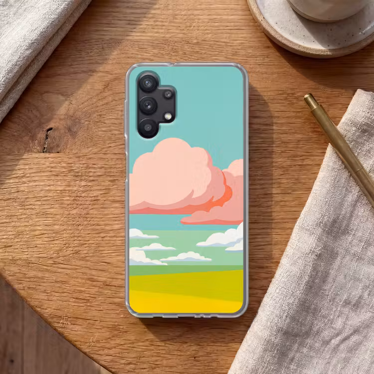Wolken - Roze - Natuur - Modern - Pastel Telefoonhoesje Samsung Galaxy A32 5G klein -sfeer1
