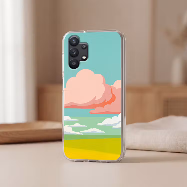Wolken - Roze - Natuur - Modern - Pastel Telefoonhoesje Samsung Galaxy A32 5G klein -sfeer2