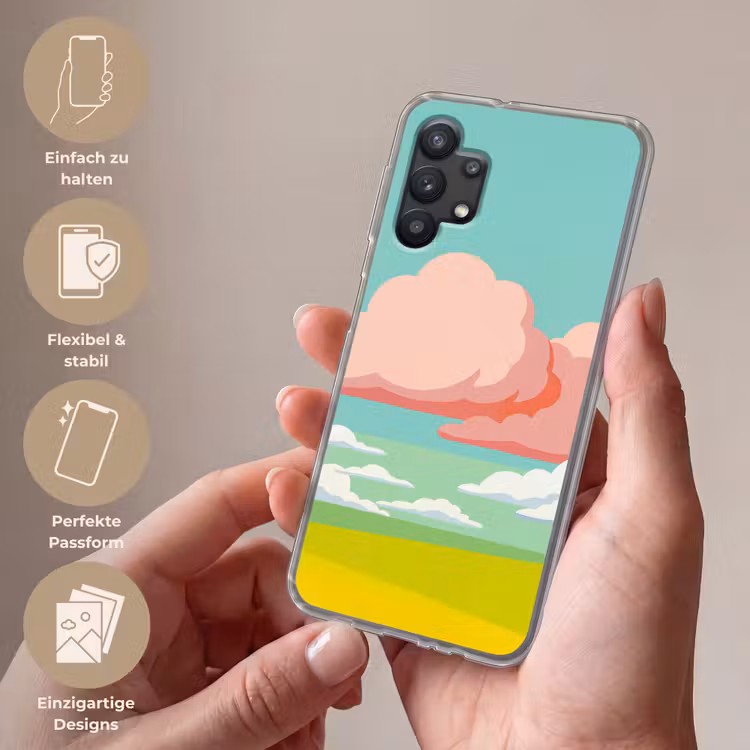 Wolken - Roze - Natuur - Modern - Pastel Telefoonhoesje Samsung Galaxy A32 5G klein -sfeer3_DE