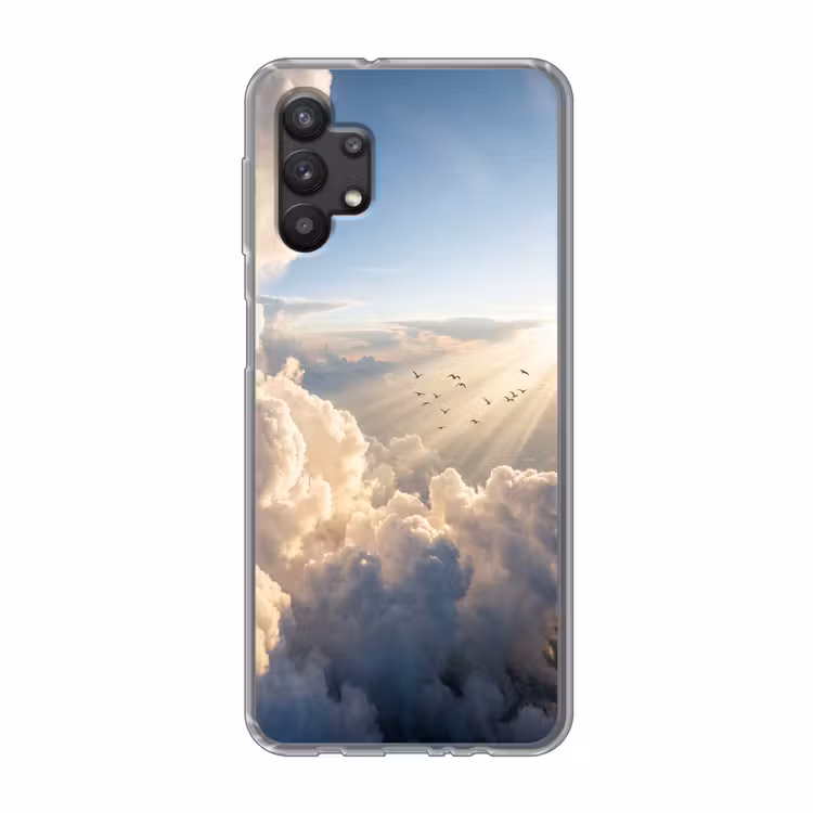 Wolken - Zonnestralen - Natuur - Wit Telefoonhoesje Samsung Galaxy A32 5G klein -3d