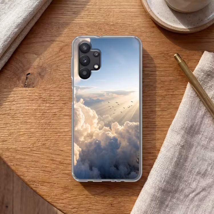 Wolken - Zonnestralen - Natuur - Wit Telefoonhoesje Samsung Galaxy A32 5G klein -sfeer1