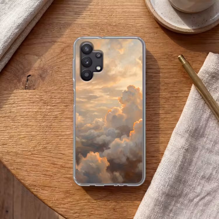 Wolken - Zonsondergang - Natuur - Abstract - Goud Telefoonhoesje Samsung Galaxy A32 5G klein -sfeer1